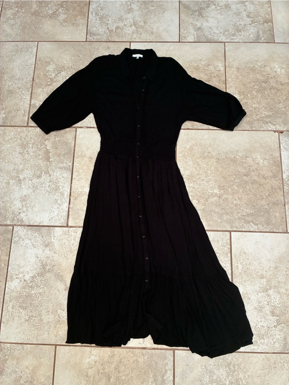Z Supply Black Long-Sleeve Button-Front Maxi Dress